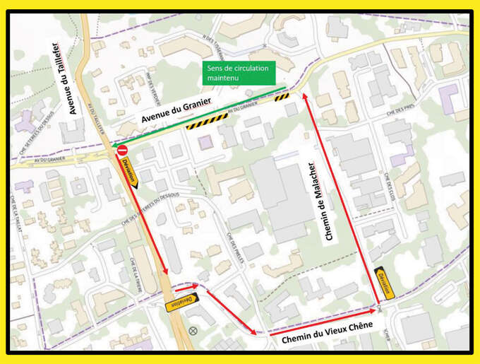plan de circulation avenue du granier et déviation